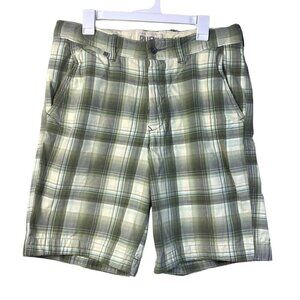 RUEHL No.925 Men's 32 Plaid Green Chino Shorts Heavy Twill Button Fly Drawstring